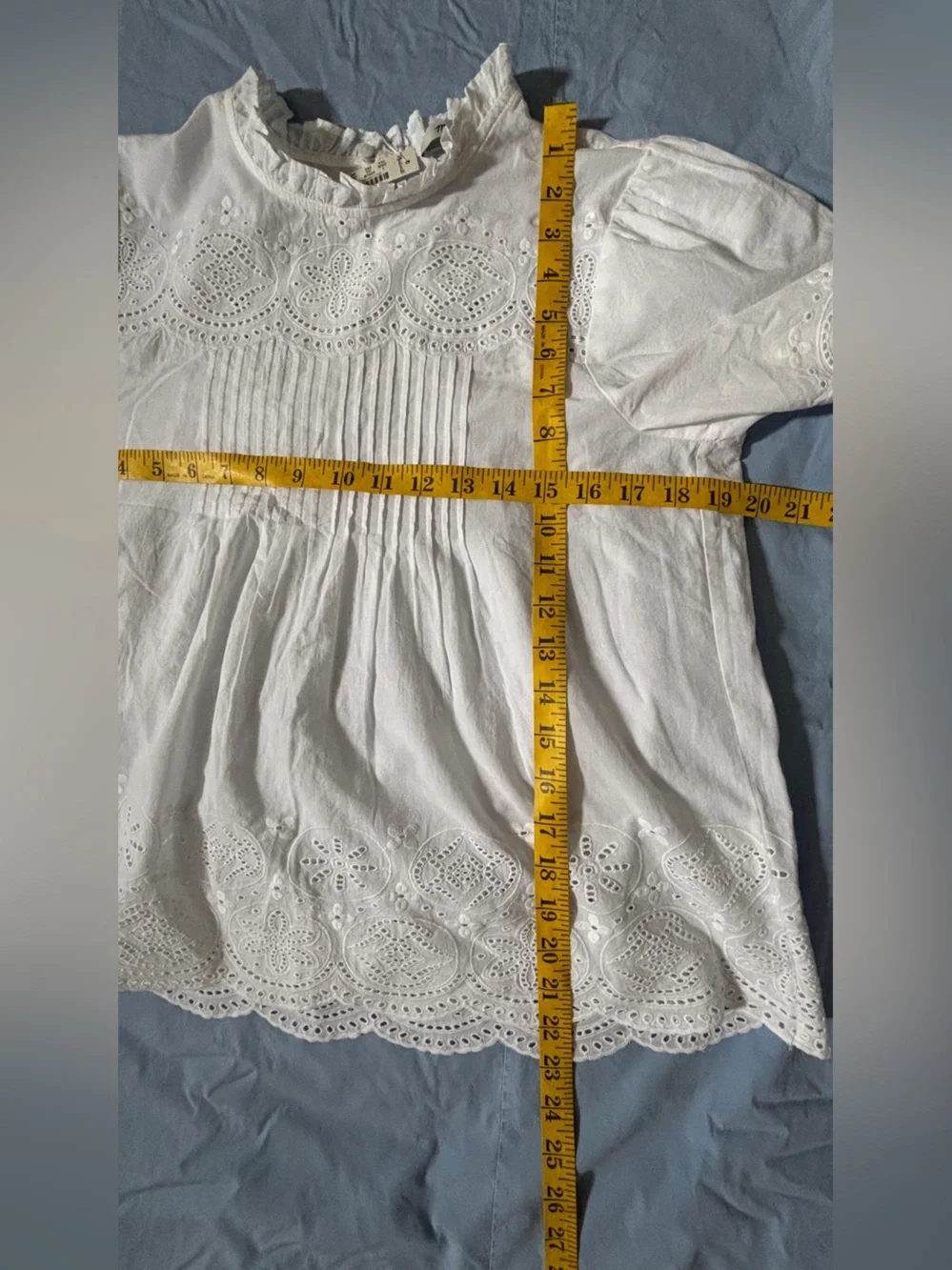 Madewell NWT White Eyelet Embroidered Pintuck Blouse Top Size S MSRP $110